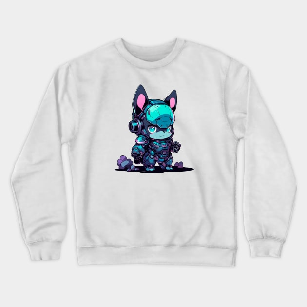 Cyborg French Bulldog Crewneck Sweatshirt by H3ll Studio